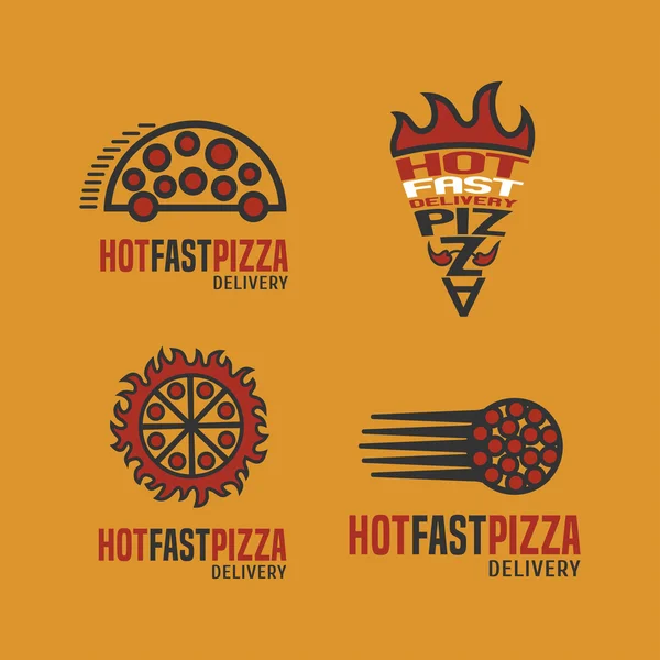 Zestaw dostawy pizzy wektor logo — Wektor stockowy