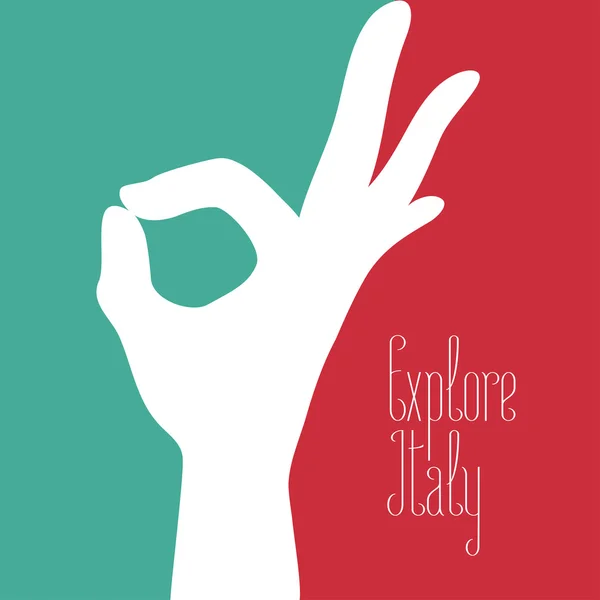Ilustración vectorial de Italia con los colores de la bandera italiana y señal excelente — Vector de stock