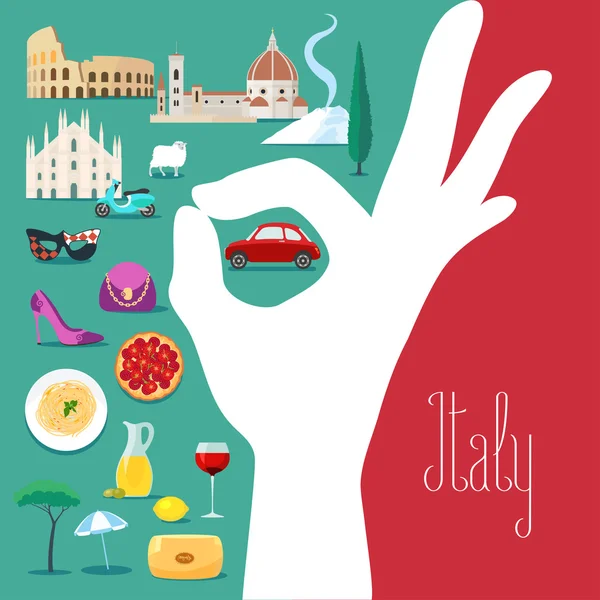 İtalya vektör çizim İtalyan bayrak renkleri ve mükemmel işareti