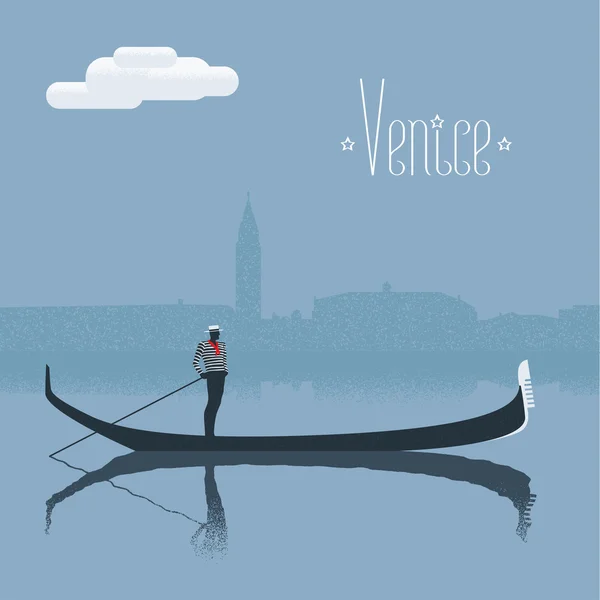 Wenecja, Venezia skyscrape widok z ilustracji wektorowych gondolier — Wektor stockowy