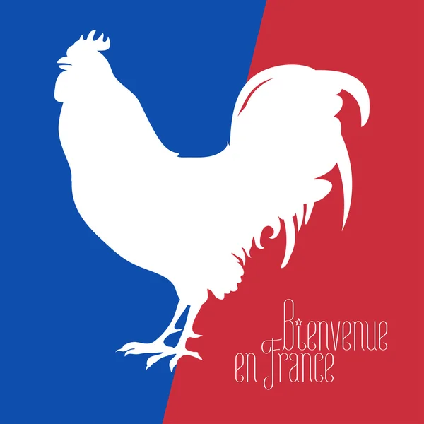 Франції Векторні ілюстрації з французькою прапор кольори і півень — стоковий вектор