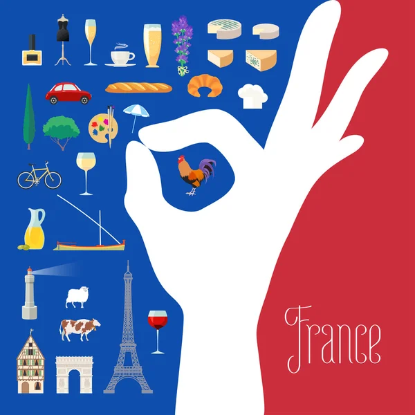 Viajar para a ilustração do conceito de França —  Vetores de Stock