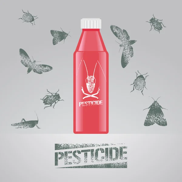 Pest insects bottle with chemical poison vector illustration for farming — 图库矢量图片