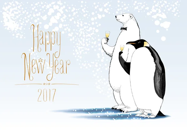 Szczęśliwego nowego roku 2017 wektor pocztówek — Wektor stockowy