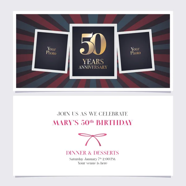 Years Anniversary Invitation Vector Illustration Graphic Design Element Photo Frame — Stock Vector