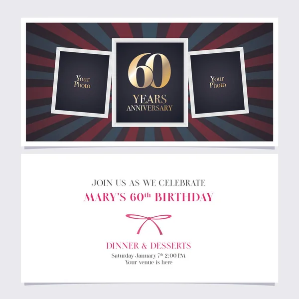 Years Anniversary Invitation Vector Illustration Graphic Design Element Photo Frame — Stock Vector