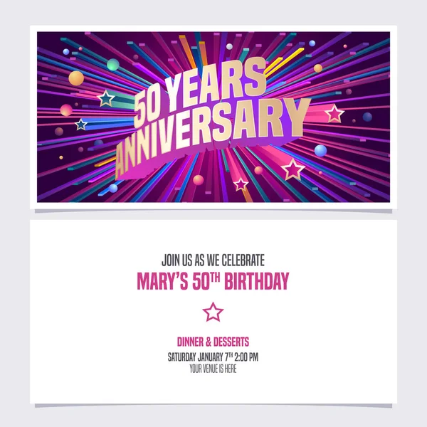 Years Anniversary Invitation Vector Illustration Graphic Design Element Bright Fireworks — Stock Vector