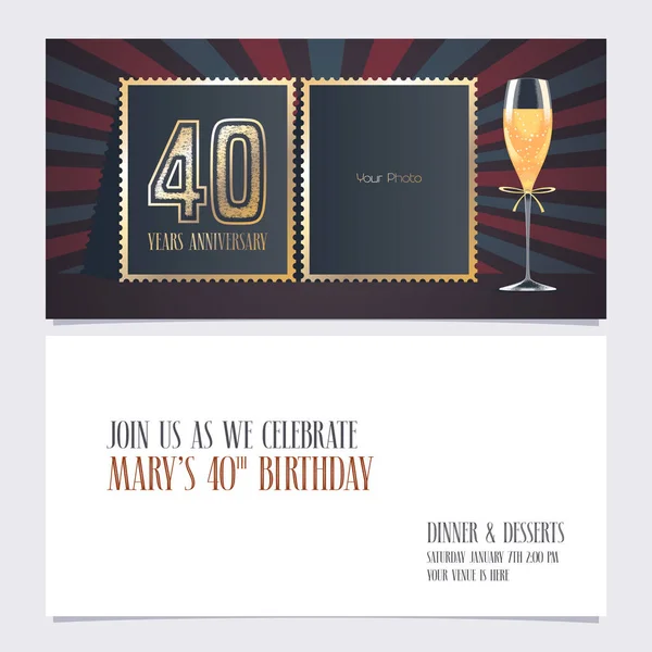 Years Anniversary Invitation Vector Illustration Graphic Design Template Collage Empty — Stock Vector