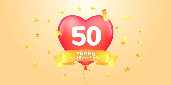 Years Anniversary Vector Logo Icon Template Banner Symbol Heart Shape — Stock Vector