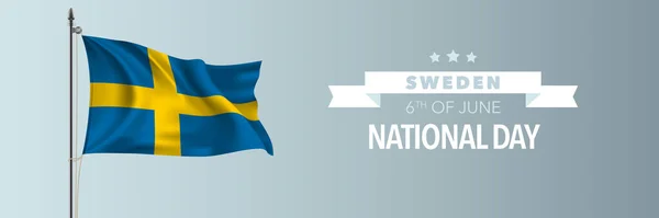 Zweden Gelukkige Nationale Dag Wenskaart Banner Vector Illustratie Zweedse Nationale — Stockvector