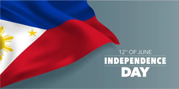 Filipíny Šťastný Den Nezávislosti Blahopřání Banner Šablonou Textu Vektorové Ilustrace — Stockový vektor