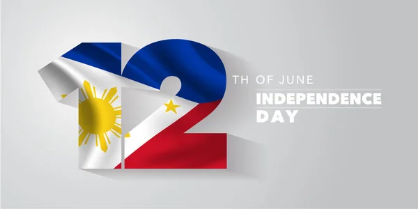 Filipinas Feliz Tarjeta Felicitación Día Independencia Bandera Ilustración Vectorial Día — Archivo Imágenes Vectoriales