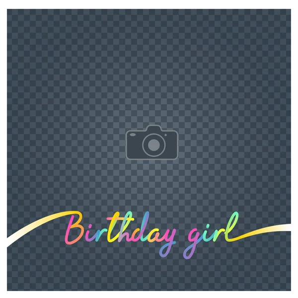 Collage Photo Frame Sign Birthday Girl Vector Illustration Background Blank — Stock Vector