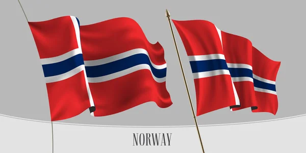 Conjunto Noruega Acenando Bandeira Ilustração Vetorial Fundo Isolado Cruz Azul —  Vetores de Stock