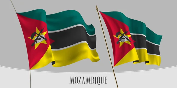 Conjunto Moçambique Acenando Com Bandeira Fundo Isolado Ilustração Vetorial Cores —  Vetores de Stock