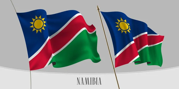 Conjunto Bandeira Acenando Namíbia Ilustração Vetorial Fundo Isolada Verde Azul —  Vetores de Stock