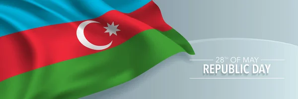 Azerbajdzsán Boldog Köztársasági Nap Üdvözlőkártya Banner Vízszintes Vektor Illusztráció Azerbajdzsáni — Stock Vector