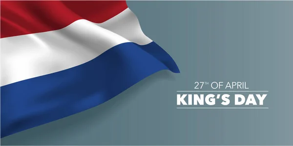 Países Bajos Feliz Tarjeta Felicitación Del Día Del Rey Bandera — Archivo Imágenes Vectoriales