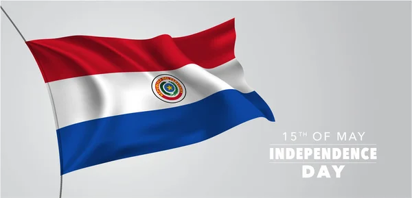 Paraguay Feliz Tarjeta Felicitación Día Independencia Bandera Ilustración Vectorial Horizontal — Archivo Imágenes Vectoriales