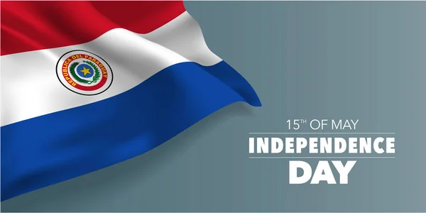 Paraguay Happy Independence Day Greeting Card Banner Template Text Vector — Stock Vector