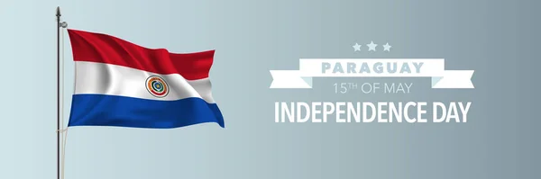 Paraguay Feliz Tarjeta Felicitación Día Independencia Ilustración Vector Bandera Fiesta — Vector de stock