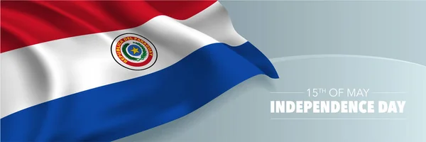 Paraguay Feliz Independencia Día Vector Banner Tarjeta Felicitación Bandera Ondulada — Archivo Imágenes Vectoriales