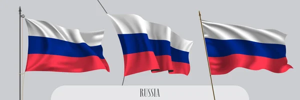 Jeu Drapeau Russe Agitant Sur Fond Isolé Illustration Vectorielle Drapeau — Image vectorielle