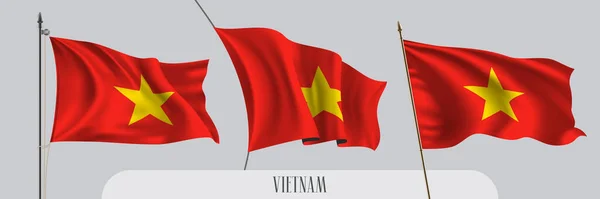 Пункт Єтнаму Розмахує Прапором Ізольованому Фоновому Векторному Малюнку Єтнамський Хвилястий — стоковий вектор
