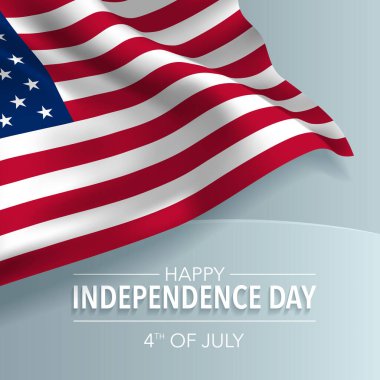 ABD 'nin bağımsızlık günü vektör pankartı, tebrik kartı. Amerika Birleşik Devletleri 4 Temmuz tarihi ve ulusal vatansever bayram tasarımı için bayrak sallıyor