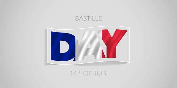 France Happy Bastille Day Vector Banner Greeting Card French Wavy — Stock Vector