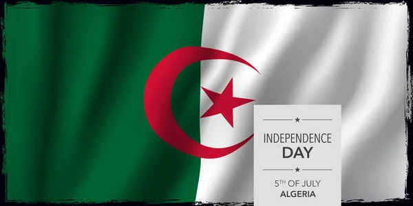 Argelia Feliz Tarjeta Felicitación Día Independencia Ilustración Vector Bandera Día — Archivo Imágenes Vectoriales