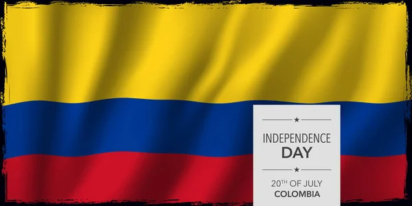 Colombia Feliz Tarjeta Felicitación Día Independencia Ilustración Vector Bandera Fiesta — Archivo Imágenes Vectoriales