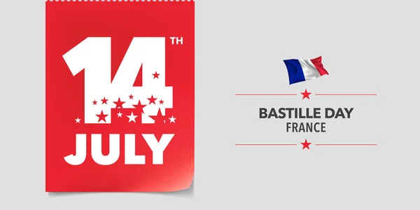 Векторное Знамя Дня Взятия Бастилии Поздравительная Открытка Французская Дата Июля — стоковый вектор
