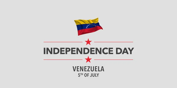 Venezuela Feliz Día Independencia Tarjeta Felicitación Bandera Ilustración Vectorial Fiesta — Archivo Imágenes Vectoriales