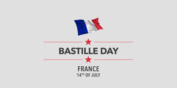 Frankrijk Gelukkig Bastille Dag Wenskaart Banner Vector Illustratie Franse Vakantie — Stockvector