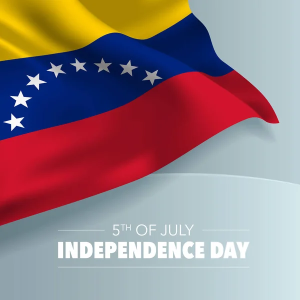 Venezuela Feliz Día Independencia Tarjeta Felicitación Bandera Ilustración Vectorial Día — Archivo Imágenes Vectoriales