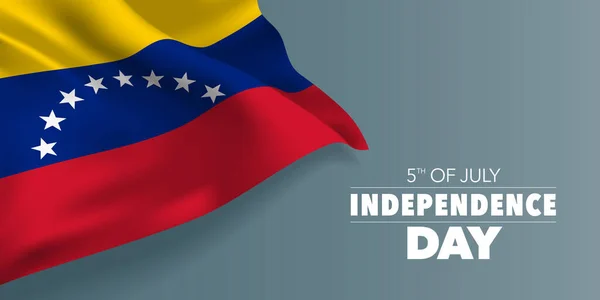 Venezuela Feliz Tarjeta Felicitación Día Independencia Banner Con Ilustración Vector — Archivo Imágenes Vectoriales