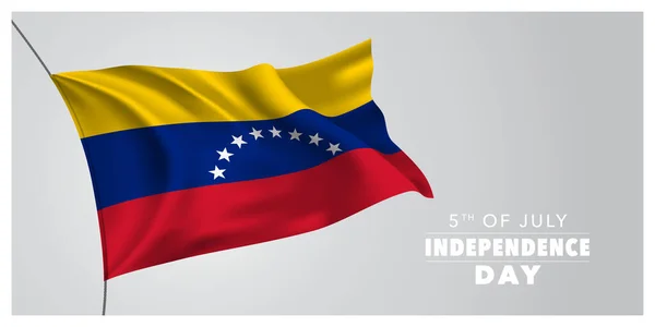 Venezuela Feliz Tarjeta Felicitación Día Independencia Bandera Ilustración Vectorial Horizontal — Vector de stock