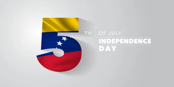 Venezuela Feliz Día Independencia Tarjeta Felicitación Bandera Ilustración Vectorial Día — Vector de stock