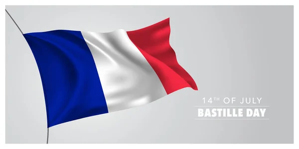Поздравительная Открытка День Взятия Бастилии Баннер Горизонтальная Векторная Иллюстрация Французский — стоковый вектор