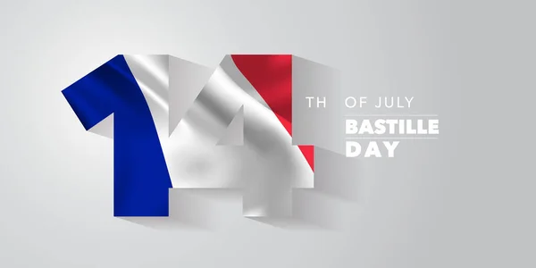 Fransa Bastille Günü Nde Tebrik Kartı Afiş Vektör Illüstrasyonunuz Kutlu — Stok Vektör