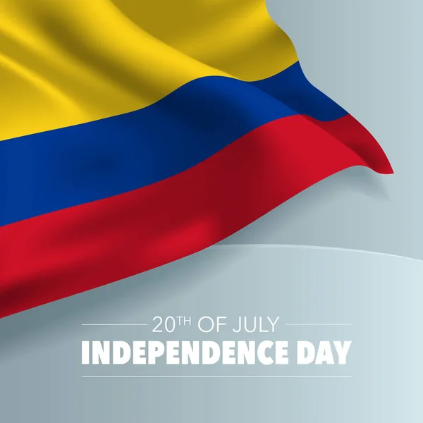 Kolumbia Boldog Függetlenség Napja Üdvözlőlap Banner Vektor Illusztráció Kolumbiai Nemzeti — Stock Vector