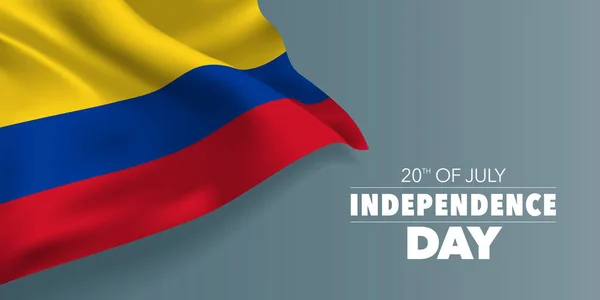 Colombia Feliz Tarjeta Felicitación Día Independencia Banner Con Ilustración Vector — Archivo Imágenes Vectoriales
