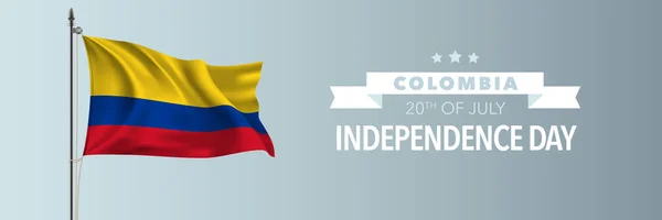 Colombia Feliz Tarjeta Felicitación Día Independencia Ilustración Vector Bandera Fiesta — Archivo Imágenes Vectoriales