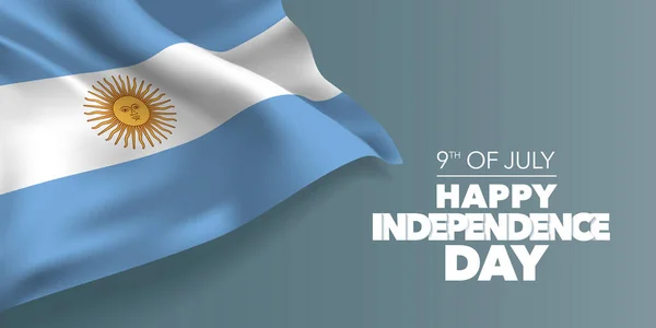 Tarjeta Felicitación Del Día Independencia Argentina Feliz Banner Con Ilustración — Archivo Imágenes Vectoriales