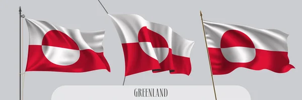 Sada Grónských Vlajek Izolovaném Obrázku Vektoru Pozadí Červená Bílá Islandská — Stockový vektor