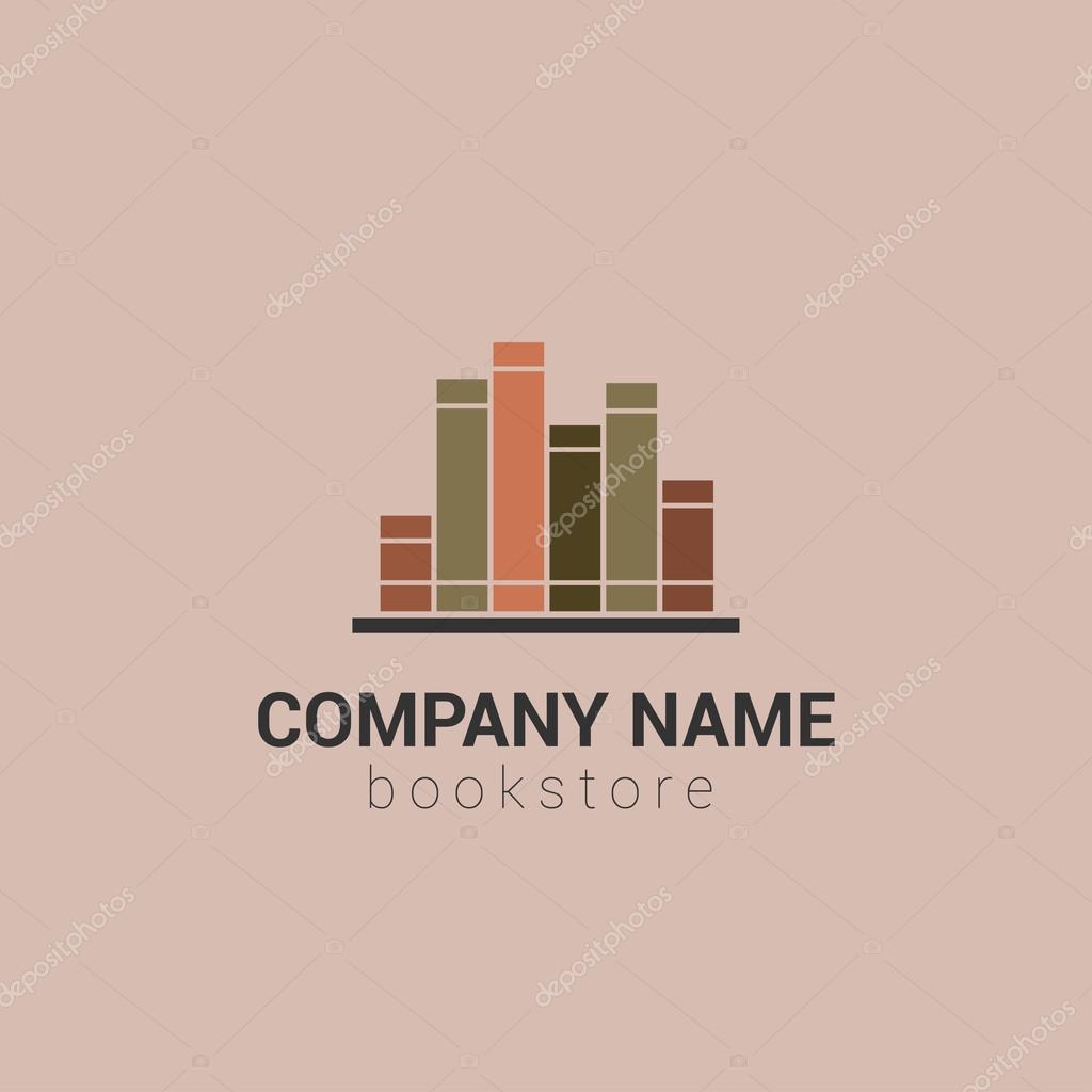 Bookstore or library vector logo template with books on the shelf