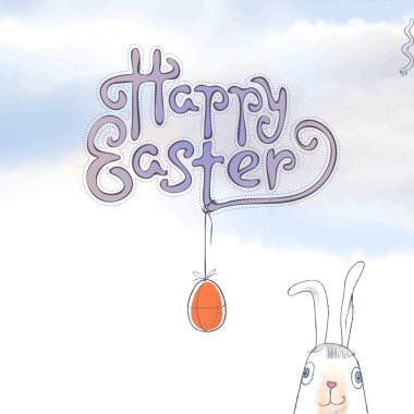 Hand drawn Easter greeting card in vector format clipart