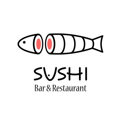 Vektör logo, tasarım öğesi suşi restoranı için