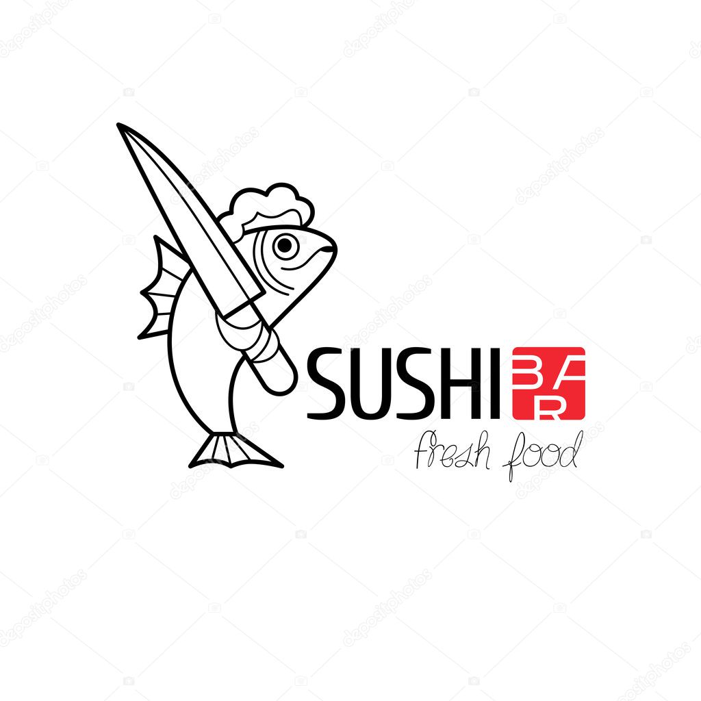 Vector logo, design element for sushi restaurant